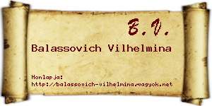 Balassovich Vilhelmina névjegykártya